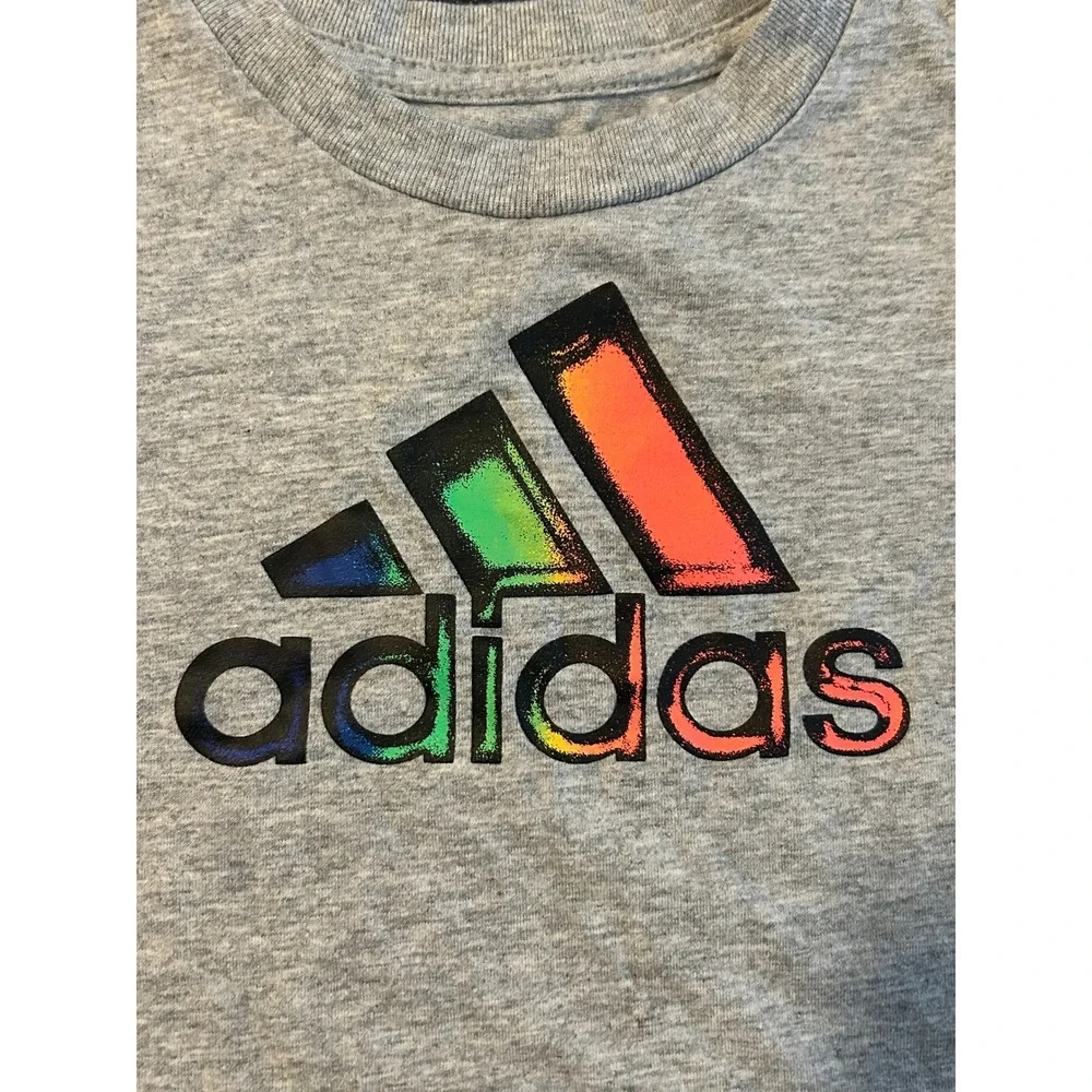 Adidas Toddler Boys Gray Rainbow Gradient Logo Graphic T-Shirt AG0368 18M 1504